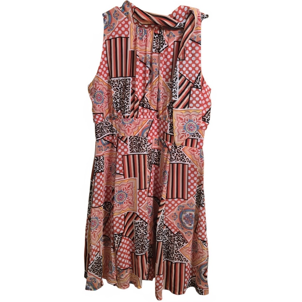 ILE New York Womens Dress  Size 14 Red‎ Cheetah Print Career Wear  Sleeveless